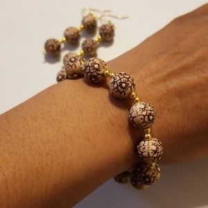 Handcraft bracelet and earring set